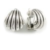 Shell Shaped Clip On Earrings in Silver Tone/Vintage Inspired -