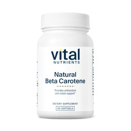 Vital Nutrients Natural Beta Carotene 25,000IU | Precursor to Vitamin A | High-Dose Antioxidant | Vision, Skin, and Health Support | Gluten, Dairy, Soy Free | 90 Softgels