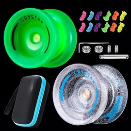 K2 Yoyo Glow in The Dark, Responsive Yoyo, Unresponsive Yo yo for Adults, Plastic Yoyo Professional for Finger Spin Trick, 12 Yoyo Strings + Extra Accessory kit (Glow Green) - Style: Glow Green+Glitter