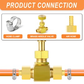 GASHER Brass Replacement Control Needle Valve 1/4" Male NPT X 1/4" Male NPT 2PCS