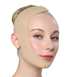 DELUXEFOX Face Band, Small Face Belt, Face Line Belt, Instant Lift Up Mask, Small Face Tape, Daily Shaping, Washable, Breathable, S/M/L, Fits Various Face Types, Unisex, (L)