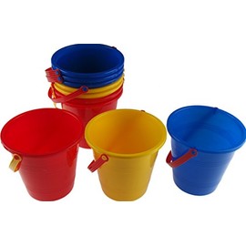 Marsh Set Of 10 Childrens Beach Buckets - Bulk Buy Savings - Red Blue Yellow Colour