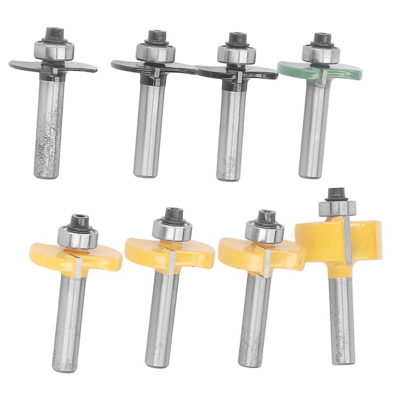 8Pcs Router Bit Groove Cutter Bit Set T Shape Wood