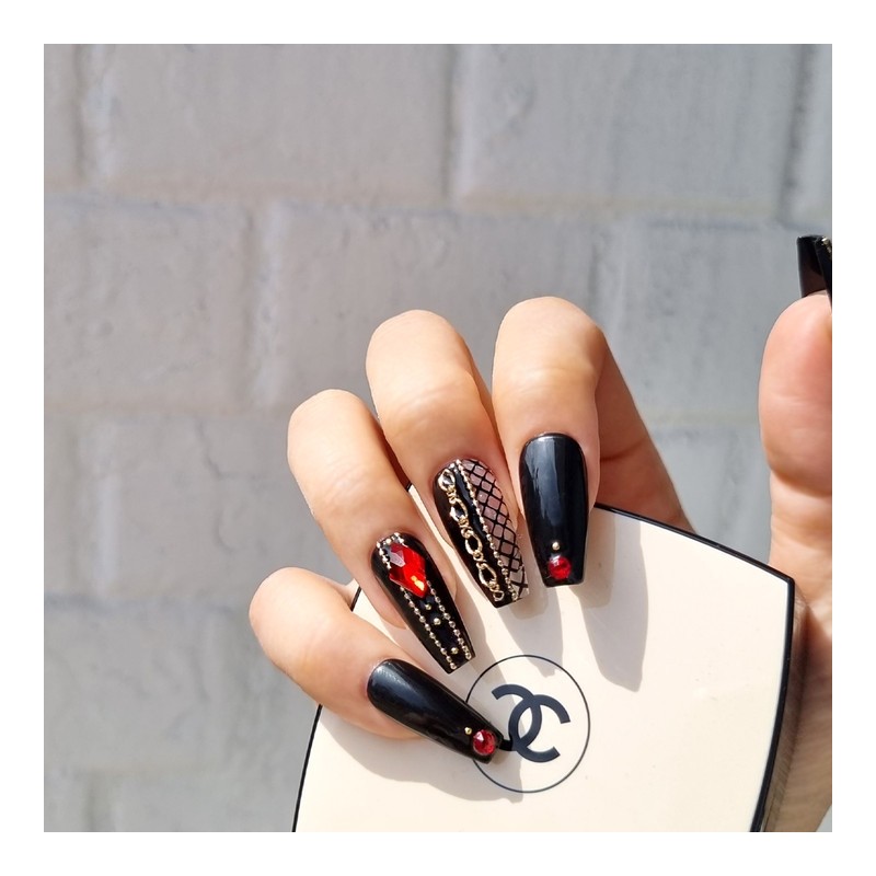 Chain Rose Handmade Nail Tips - Natural / 체인 로즈