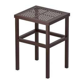 DHYGOTFUR Plant Stand - Indoor/Outdoor Extra-Sturdy 23" tall Aluminum Plant Stand – Ideal for Patios, Gardens, Living Room Decoration (Brown)