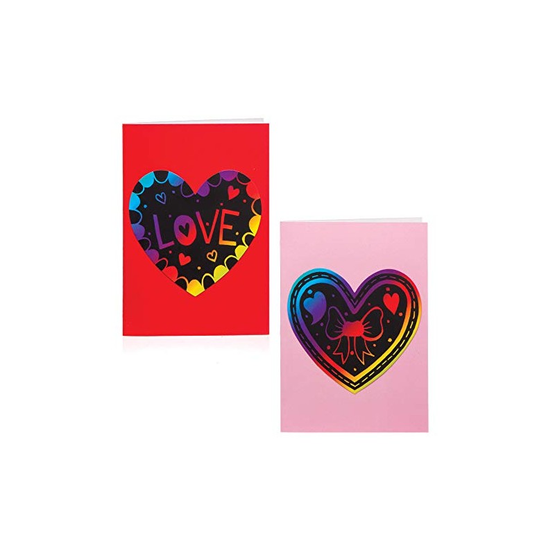 Baker Ross Heart Scratch Art Cards - Pack of 6,