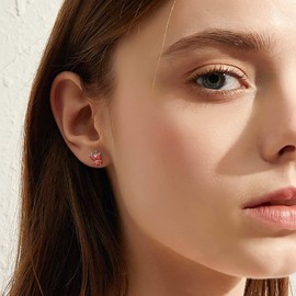 Silvercute Faux Diamond Stud Earrings For Women Silver July Birthstone Girls Earings