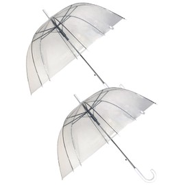 Parquet Clear Bubble Umbrella with Windproof Dome - Transparent Umbrella for Adults - 2 Pack Clear