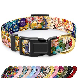 TMOODEL Reflective Dog Collar for Medium Dogs, Cute Boho Adjustable Heavy-Duty Nylon Puppy Collar for Boy and Girl Female, Soft Pet Accessories with Quick Release Buckle, Colorful Mandala