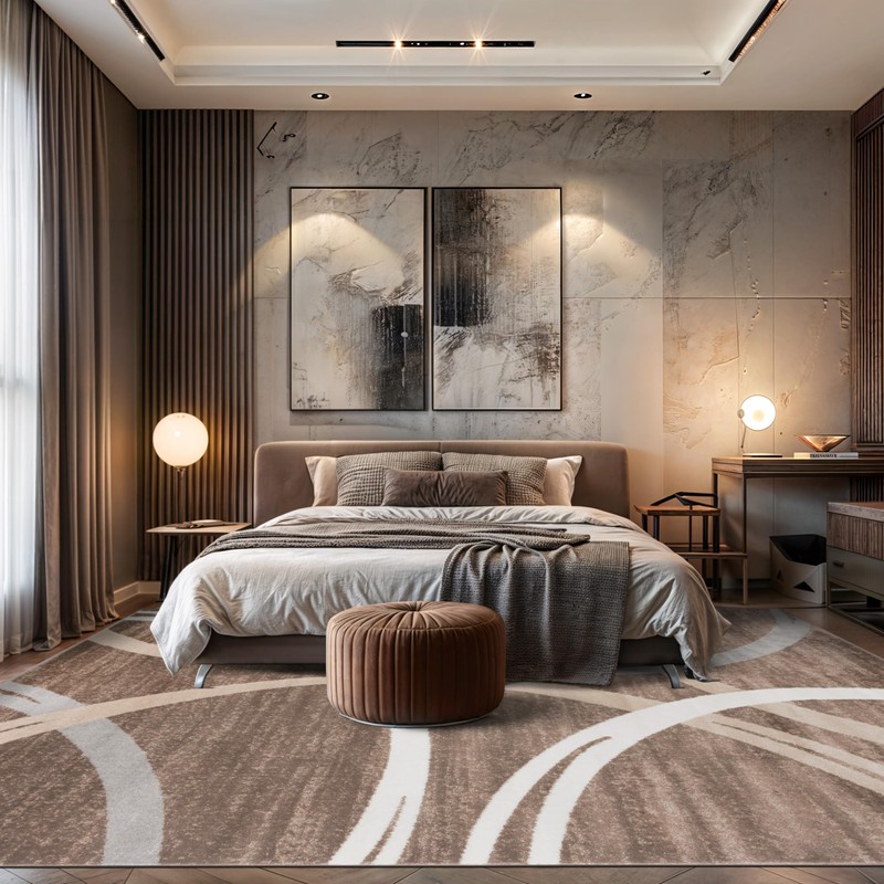 Rugshop Modern Wavy Circles Design Area Rug, Non-Shedding Carpet for