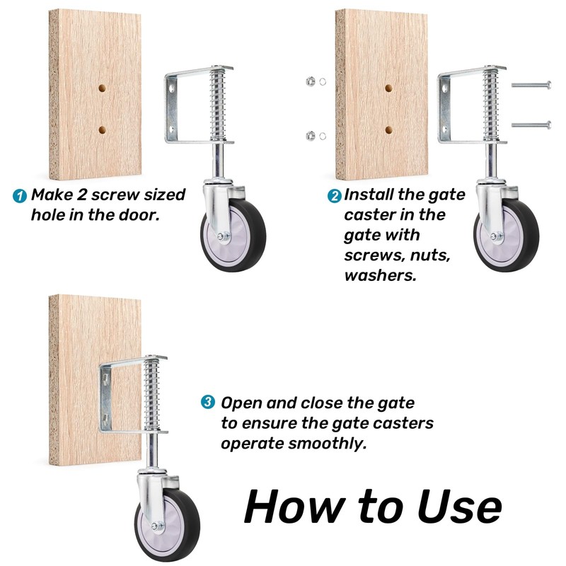 Goaste 2 Pack Spring Loaded Gate Casters, 4 Inch Heavy
