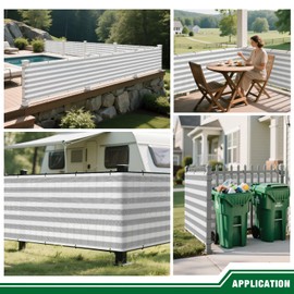 Goleray 3'x25' Gray White Balcony Privacy Screen Fence Outdoor Patio Mesh Shade Net Cover, UV Protection Shade Cloth Temporary Fencing for Apartment Railing Porch Deck