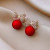 Huge Tomato Christmas Pearl Earring Jackets Pearl Drop Earrings Bowknot