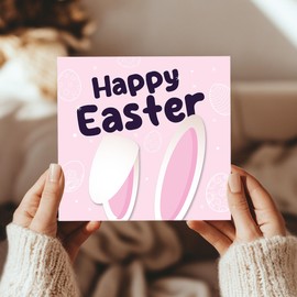 RED OCEAN Happy Easter Card, Bunny Ears Easter Card, For, Happy Wishes, For Kids, Kids, Family, Friends, Greetings