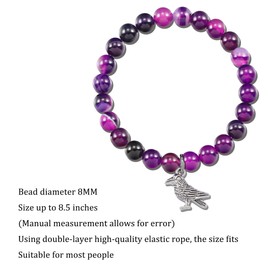 Crow Charm Amethyst Bracelet for Women Halloween Spirit Animal Jewelry Natural Stone Gift for Animal Lovers Intuition Protection Crystal Gifts for Daughter Niece Birthday (Crow Bracelet-Amethyst)