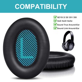zshpie Professional Earpads for Bose QuietComfort 35 ii/QC35/QC25/QC2/QC15/Ae2/Ae2i/Ae2w/SoundTrue & SoundLink Around-Ear & Around-Ear II Ear Pads Cushions Replacement for Bose Headphones (Blue&Black)