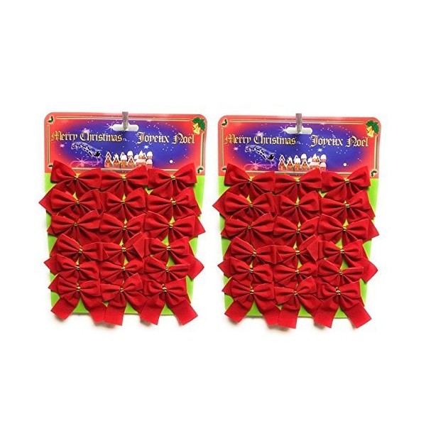 Hapros 36 Beautiful Mini Red Christmas Bows - 2.5" Decorative