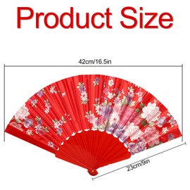 Rumyve Vibrant Display Fans - Chinese Vintage Style Folding Fans for Women's Daily Use and Photography(Red)