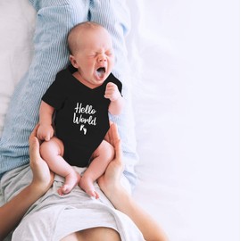 CBTwear Hello World Baby Bodysuit - Cute Boy Girl Newborn Clothes Funny Infant Unisex Comfy Humor Romper (Newborn, Black)