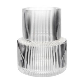 Glass Vases for Decor, Flower Vase, Ribbed Glass Vase, Modern aAesthetic Decor Vases, Vases for Table Centerpieces for Dining Room, Glass Vase for Bookshelf, Dinner Table, Indoor Office Desktop