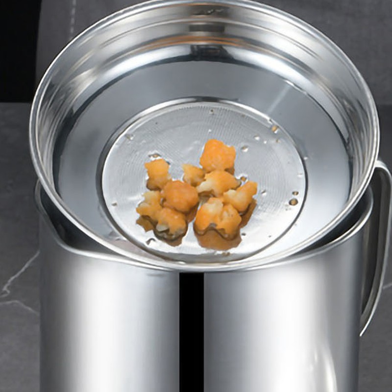 Oil Container Grease Pot Stainless Steel Strainer Large Capacity for