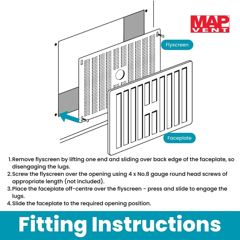 Map Adjustable Air Vent with Flyscreen Cover, for Openings 9"