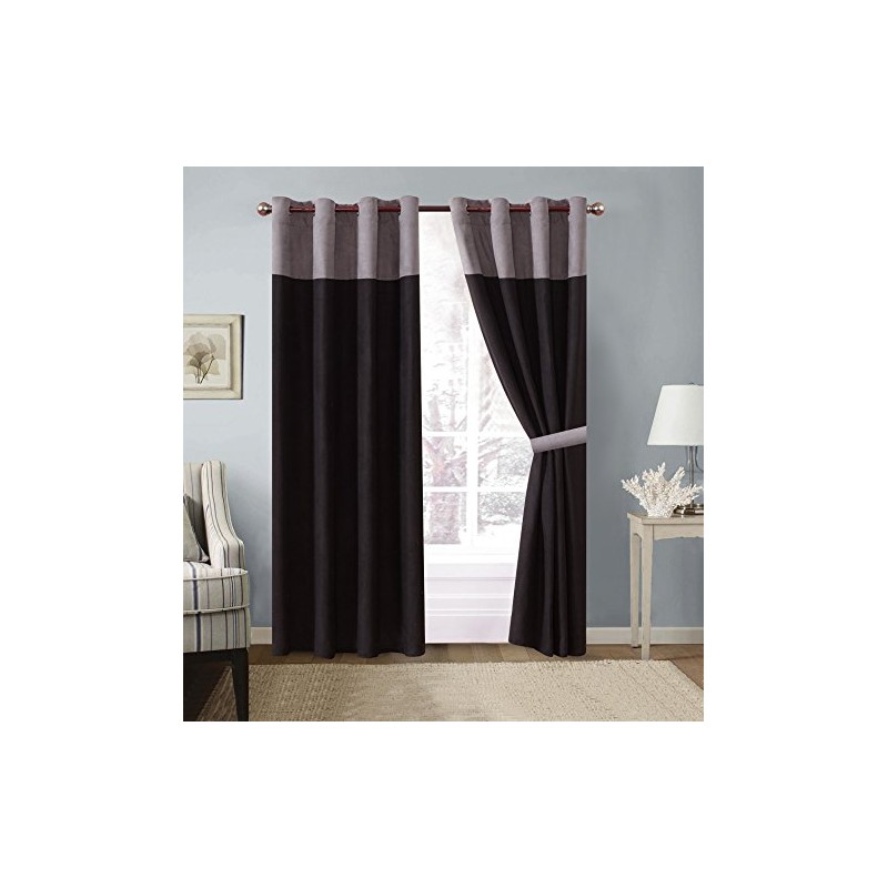 Grand Linen Oversize Black/Grey Comforter Set Micro Suede Patchwork Bed