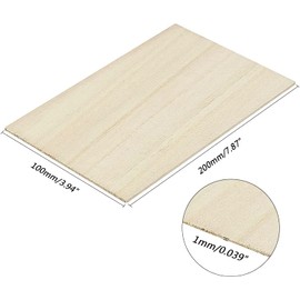 12 Pack Balsa Wood Sheets,200x100x1mm Thin,Unfinished Plywood Square Light Craft Model Craft Wooden Plate for Airplane,Boat,Craft Model