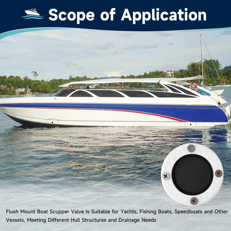 AIYOYOLIFE 2-7/8 inch Boat Scupper Drain Valve Kit Self-Bailing Cockpit