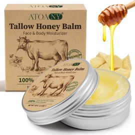 Tallow and Honey Balm, Tief pflegend für Gesicht & Körper, Grasgefüttertes Rindertalg für die Haut, Beruhigende, Vollständig Natürliche Feuchtigkeitscreme für Trockene und Empfindliche Haut, 2.5 oz