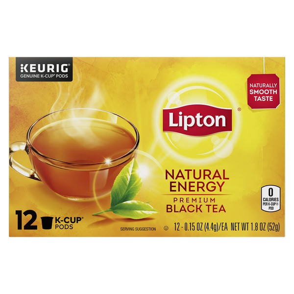 Lipton Tea K-Cups, Premium Black Tea, Hot or Iced, 12 Pods (Pack of 6)
