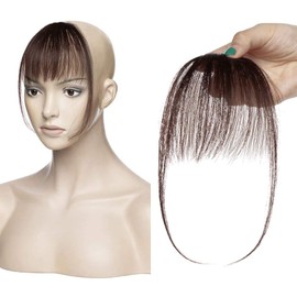 Clip-In Pony 100% Remy Real Hair Fringe Bangs One Piece Hairpiece In Front Hair Extension Natural Straight
