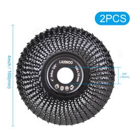 2 Pieces 4 Inch Wood Carving Disc, Stainless Steel Wood Grinding Shaping Disk for Angle Grinder with 5/8" Mandrel, for Wood Cutting Grinding Shaping Polishing (Black)…