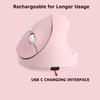 Wireless Mouse Ergonomic Vertical Pink Rechargeable Silent Upright Comfortable Carpal