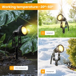 Zuske Outdoor Landscape Lighting, 8-Pack Low Voltage LED Spot Lights with Transformer, Waterproof IP65 Outdoor Landscape Lights for Garden, Yard, Backyard, Lawn, Trees, House, Flags – Warm White