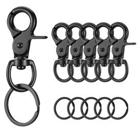 Keyring Carabiner, Carabiner Hook with Swivel Carabiner, Dog Lead, Key Ring for Dogs, Luggage Buckle, Rotatable, Black