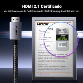 UGREEN 8K Cable HDMI 2.1 48Gbps 2M, Cable HDMI de aluminio alta velocidad