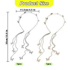 2 Pieces Tassel Headbands, Butterfly Headbands with Rhinestones, Fashionable Headbands, Elegant Headbands, Accessories for Wearing, Women's Headbands