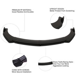 KEEPDSGN Front Bumper Lip Universal Spoiler for Car (Upgrade Round Corner，Black) + Adjustable 8"-11" Support Rod (Red) + 86.6" Side Skirt (Black) + Rear Canard Diffuser(Black)