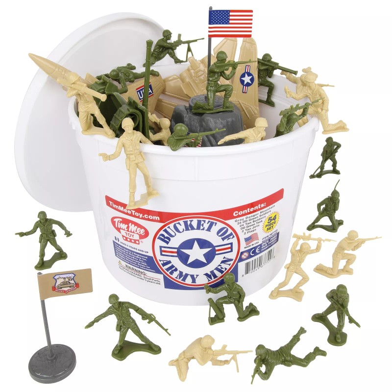 TimMee Processed Plastic Bucket of Army Men Tim Mee Tank