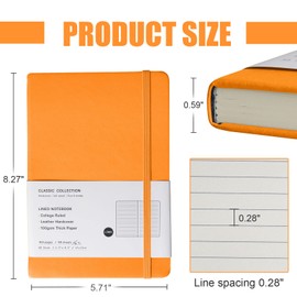 EMOMAS Lined Journal Notebook, 6Pack(Orange), 160 Pages, Medium 5.7 inches x 8 inches - 100 gsm Thick Paper, Hardcover
