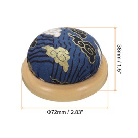 sourcing map Pin Cushion Wooden Base Japanese Style Round Pincushion Needle Holder for Sewing Quilting Needlework DIY Crafts, Blue Cloud