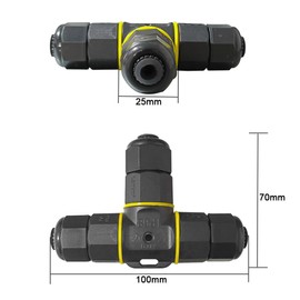 Aiqeer 2 Pieces 3-Way Outdoor Waterproof Cable Connector, IP68 Waterproof Outdoor Cable Connector Junction Box, Suitable for 5~9 mm Diameter Cables (Screw Type)