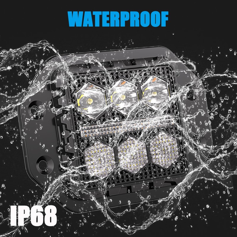Adzoon Flush Mount LED Pods 5Inch, 8000LM Spot Flood Combo