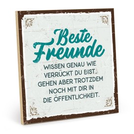 TypeStoff HS-00632 Wooden Sign with Saying - Best Friends Know You Exactly - Vintage Look with Quote as Gift and Decoration