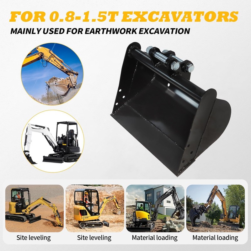 Jecoupoon 500mm Plain Bucket Attachment No Teeth Bucket Compatible with
