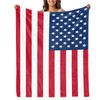 Fleece Throw Blanket Super Soft Warm Flannel American Flag All