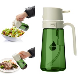 Sezbaifles Upgrade 2 in 1 Olive Oil Sprayer for Cooking, Light-Blocking Olive Oil Dispenser Bottle for Kitchen Gadgets Maiden, 16oz/470ml Dark Glass Bottle, Food-Grade Oil Mister for Air Fryer