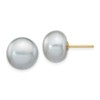 14K Yellow Gold 10-11mm Grey Button FW Cultured Pearl Stud