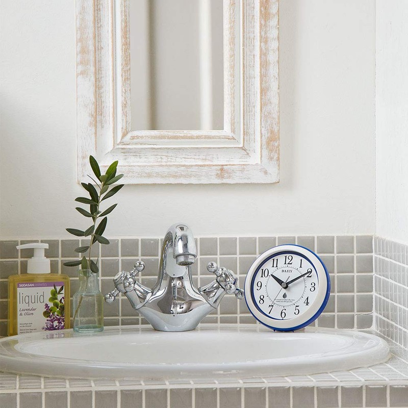 Rhythm Wall Clock, Bath Clock, Splashproof, Dustproof, Blue/White, Diameter 4.6